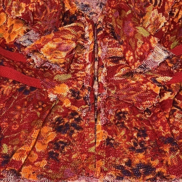 Free People Red Rudi Ruffle Long sleeves Bohemian top size Small - Picture 13 of 16